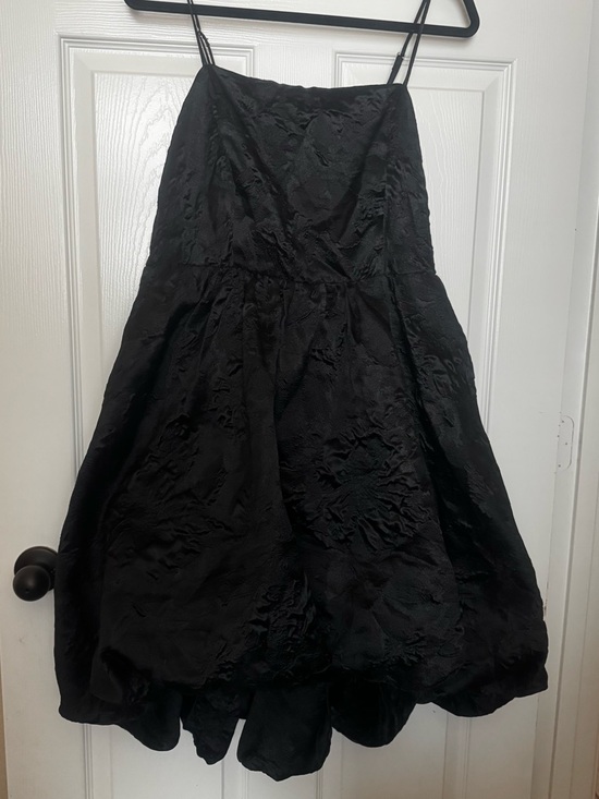 Anthropology Black Spaghetti Strap Jacquard Bubble Dress 16w - Picture 9 of 12